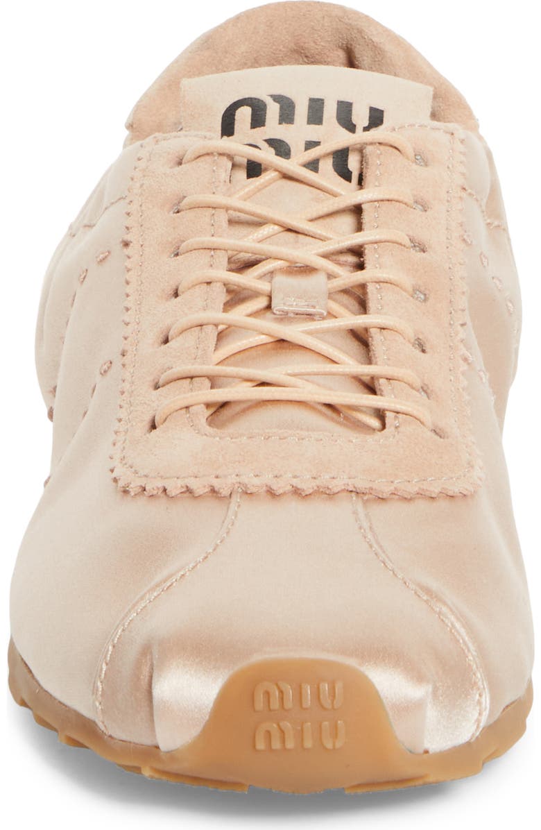 Miu Miu Plume Satin Low Top Sneaker, Alternate, color, Cipria