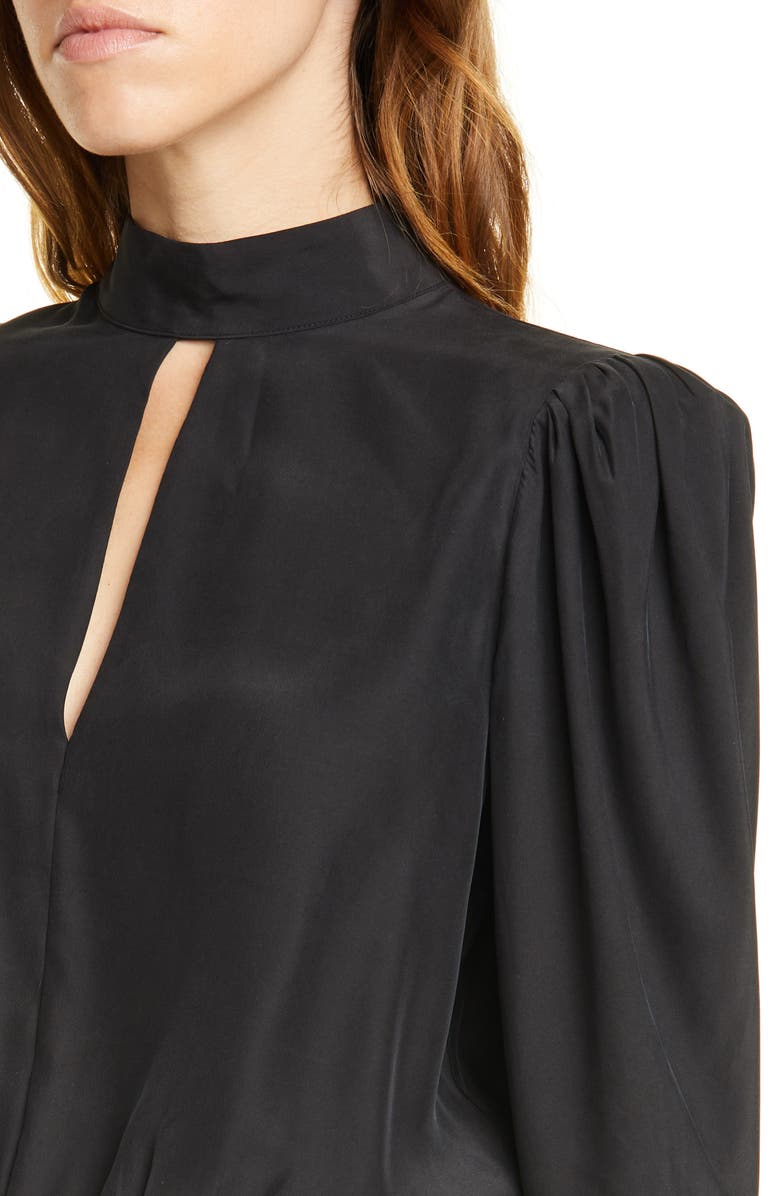 FRAME Keyhole Silk Satin Top, Alternate, color, 