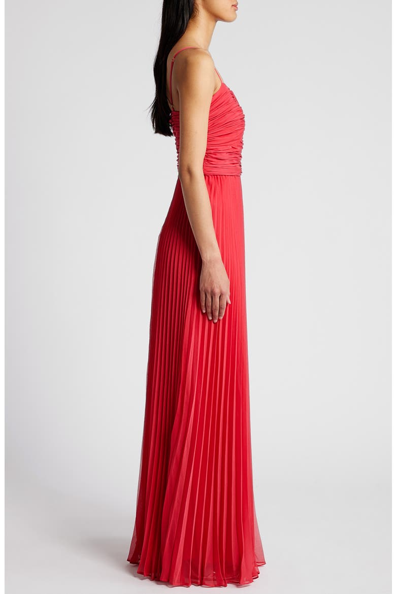 Ruched & Pleated Gown, Alternate, color, WATERMELON