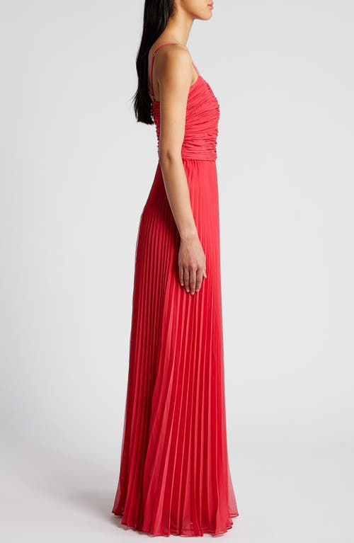 Xscape Evenings Ruched & Pleated Gown In Red