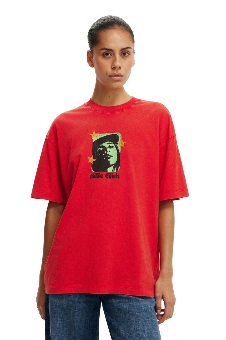 The Lcn Music Boxy Graphic Tee, Main, color, Billie Eilish Stars Washed