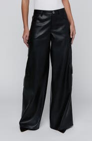 L'AGENCE Isolde Faux Leather Wide Leg Cargo Pants