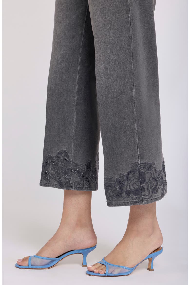 Teresa Floral Hem High Waist Ankle Wide Leg Jeans, Alternate, color, DUSTY ASH