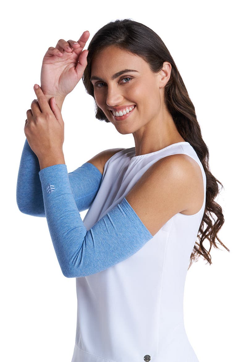 Women's Navagio Sun Arm Sleeves, UPF 50+ Sun Protection, Alternate, color, Light Blue Heather