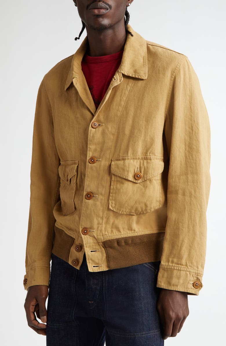 Double RL Linen & Cotton Canvas Chore Coat, Alternate, color, Vintage Brown