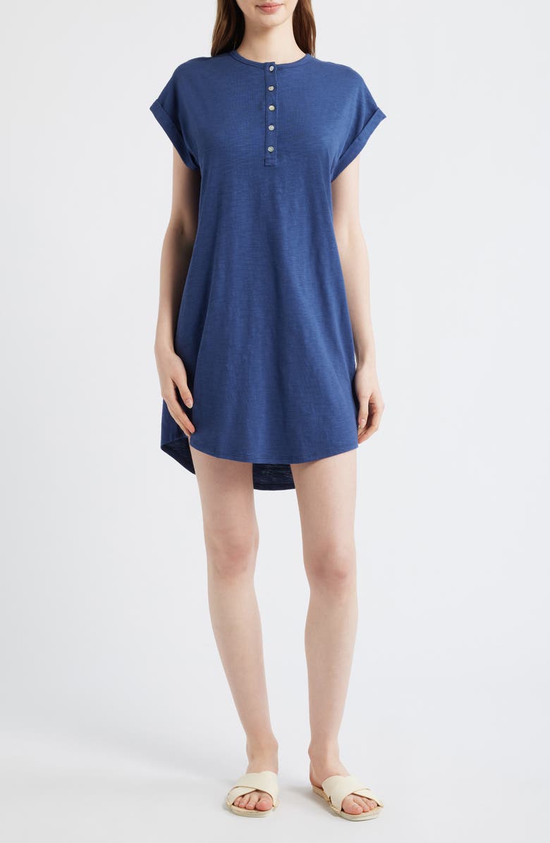 Bella Dahl Placket Cap Sleeve Dress, Main, color, Midnight Surf