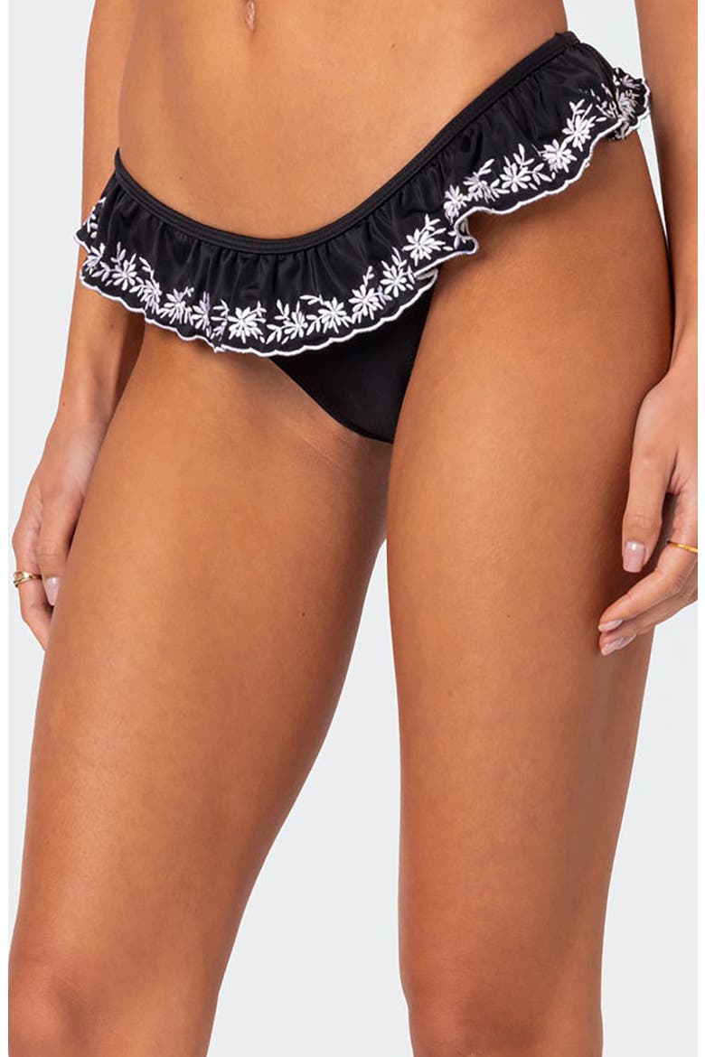 Frilly Bikini Bottoms, Alternate, color, BLACK