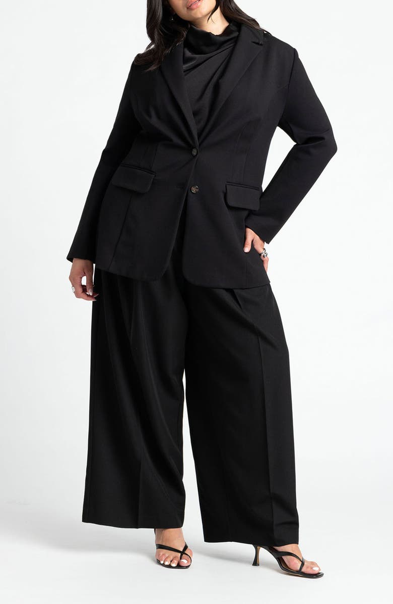 ELOQUII The Ultimate Ponte Knit Longline Blazer, Alternate, color,