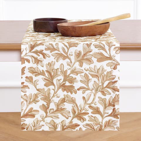 Linen Table Runner for Dining Table, Holiday and Everyday Table Decor - Fallen Leaves
