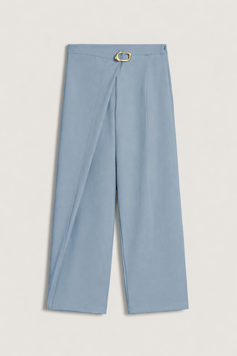 Asymmetric Buckle Detail Pants, Alternate, color, Blue