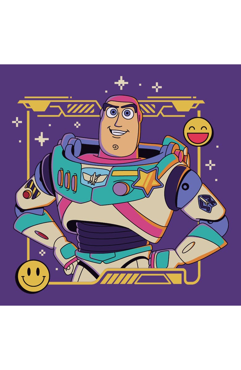 Toy Story 5 Men's Toy Story 5 Buzz Smile Emoticon Graphic T-Shirt, Alternate, color, Purple