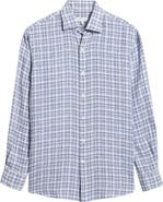 Peter Millar Sandbar Plaid Linen Button-Up Shirt