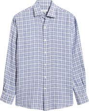 Peter Millar Sandbar Plaid Linen Button-Up Shirt