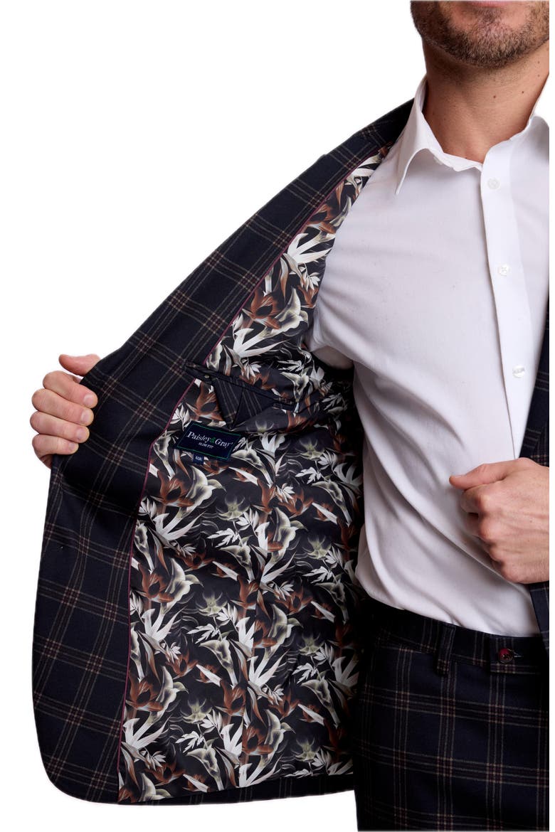 Ashton Slim Peak Lapel Suit Jacket, Alternate, color, BLACK RED KNIT PLAID