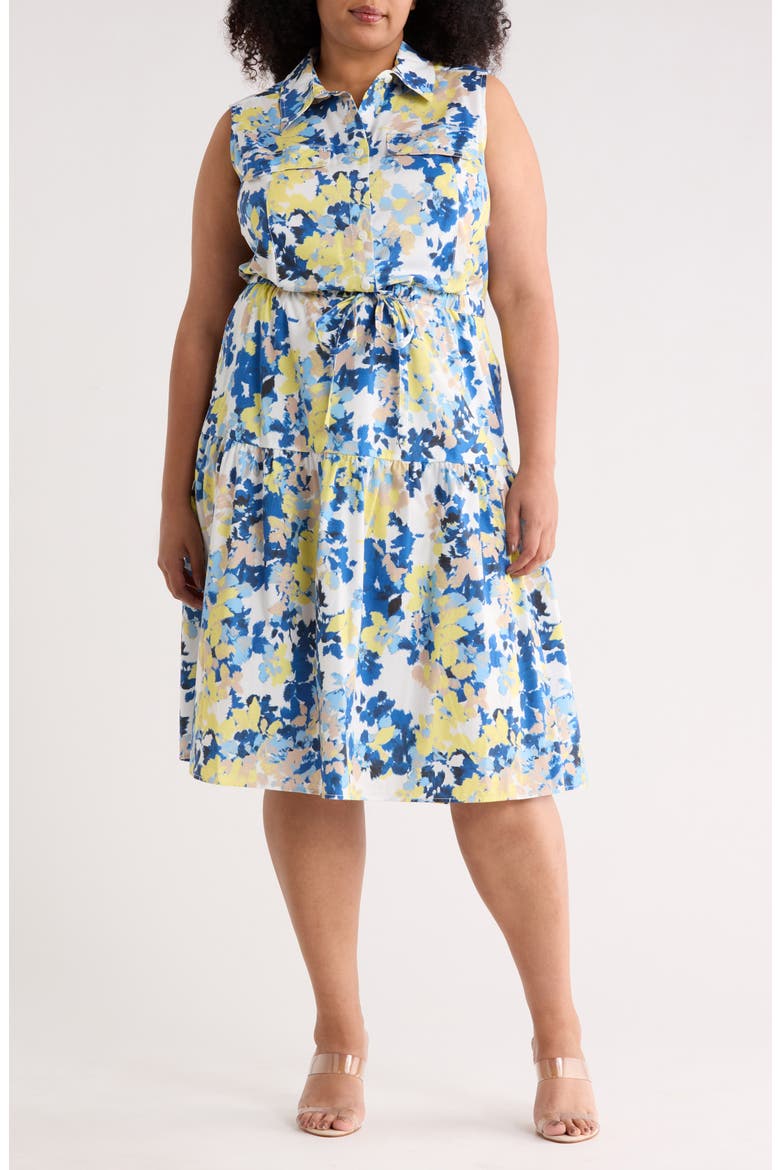 Floral Cap Sleeve A-Line Midi Dress, Main, color, PEAR MULTI
