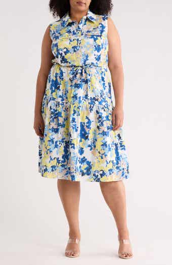 Floral Cap Sleeve A-Line Midi Dress