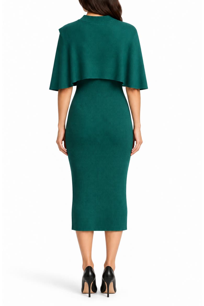 Mock Neck Popover Midi Dress, Alternate, color, EMERALD