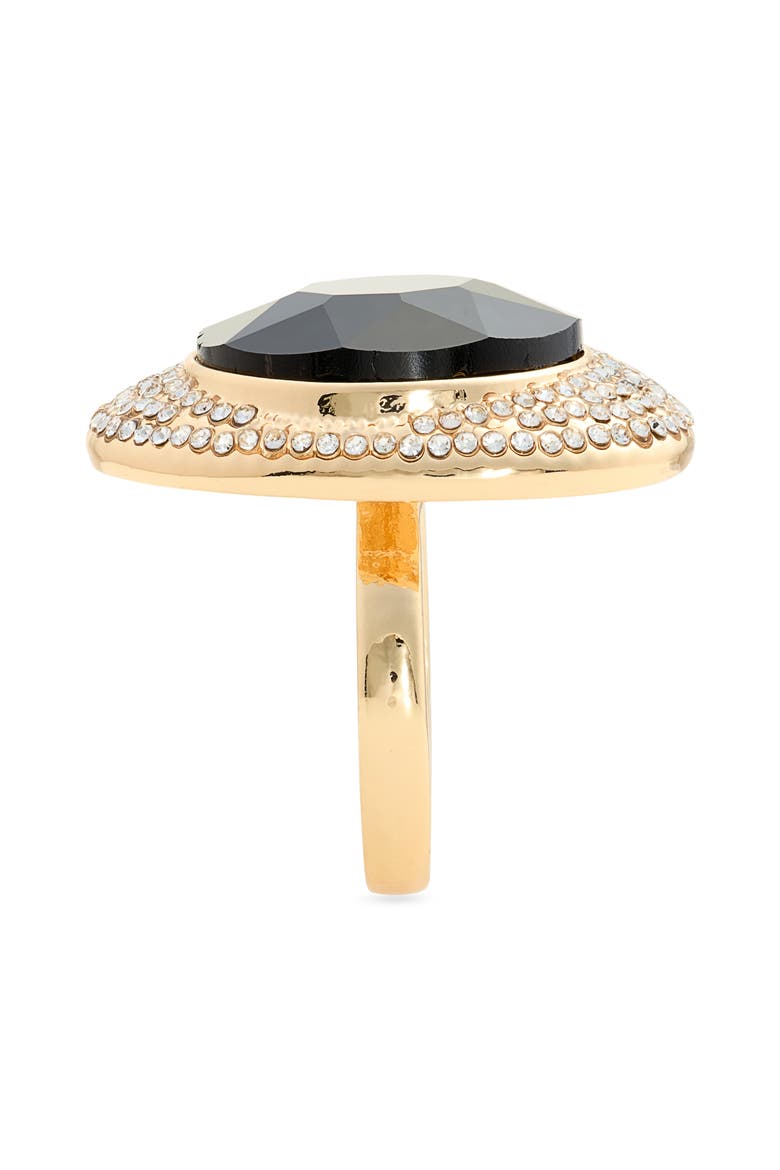 Pav	 Faceted Crystal Ring, Alternate, color, CLEAR- BLACK- GOLD