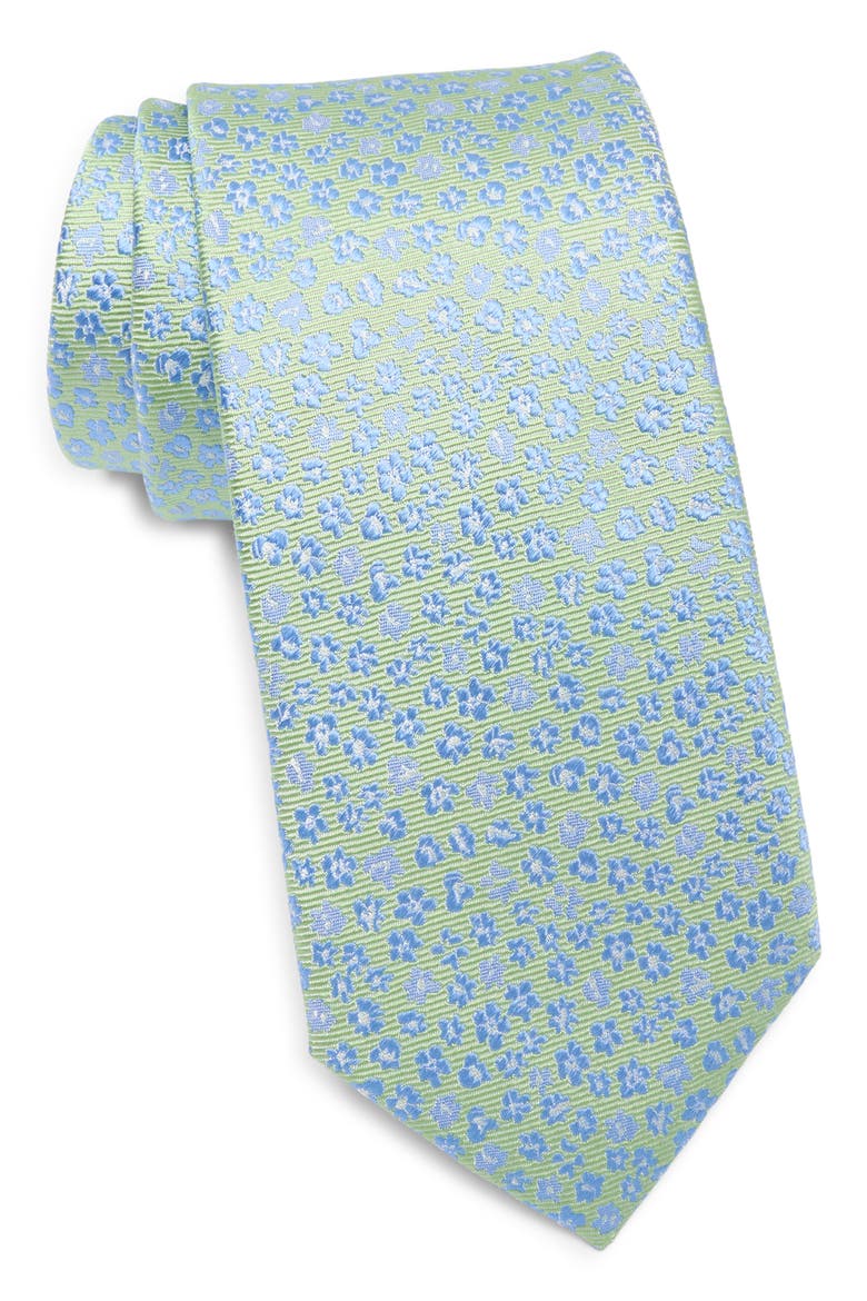 Adantee Floral Silk Tie, Main, color, GREEN