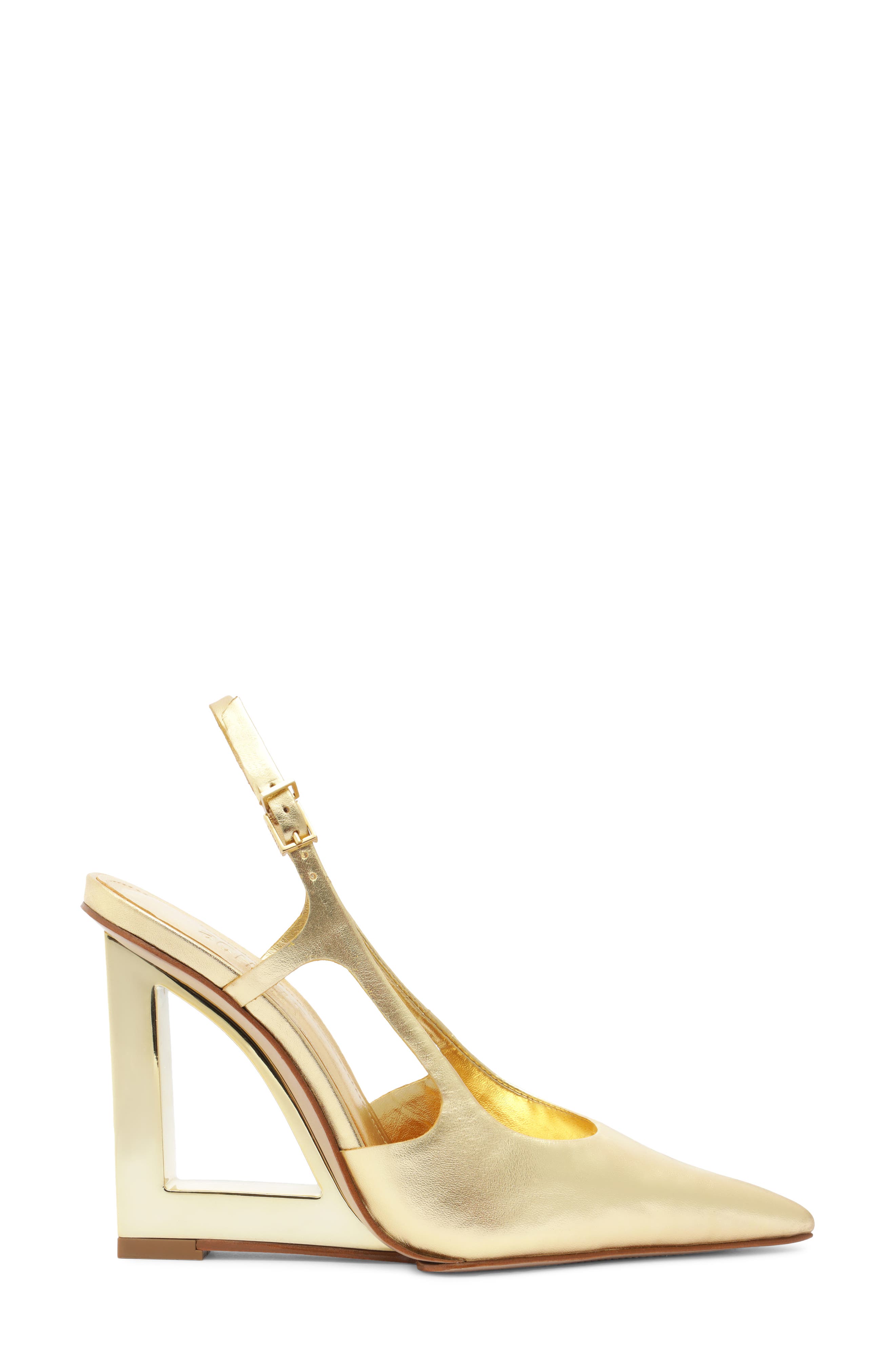 Filipa Slingback Pointed Toe Wedge Pump, Alternate, color, OURO CLARO ORCH