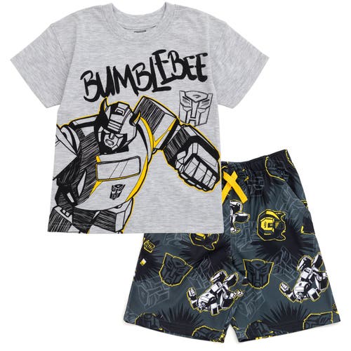 Transformers T-shirt & Athletic Mesh Shorts Set In Gray