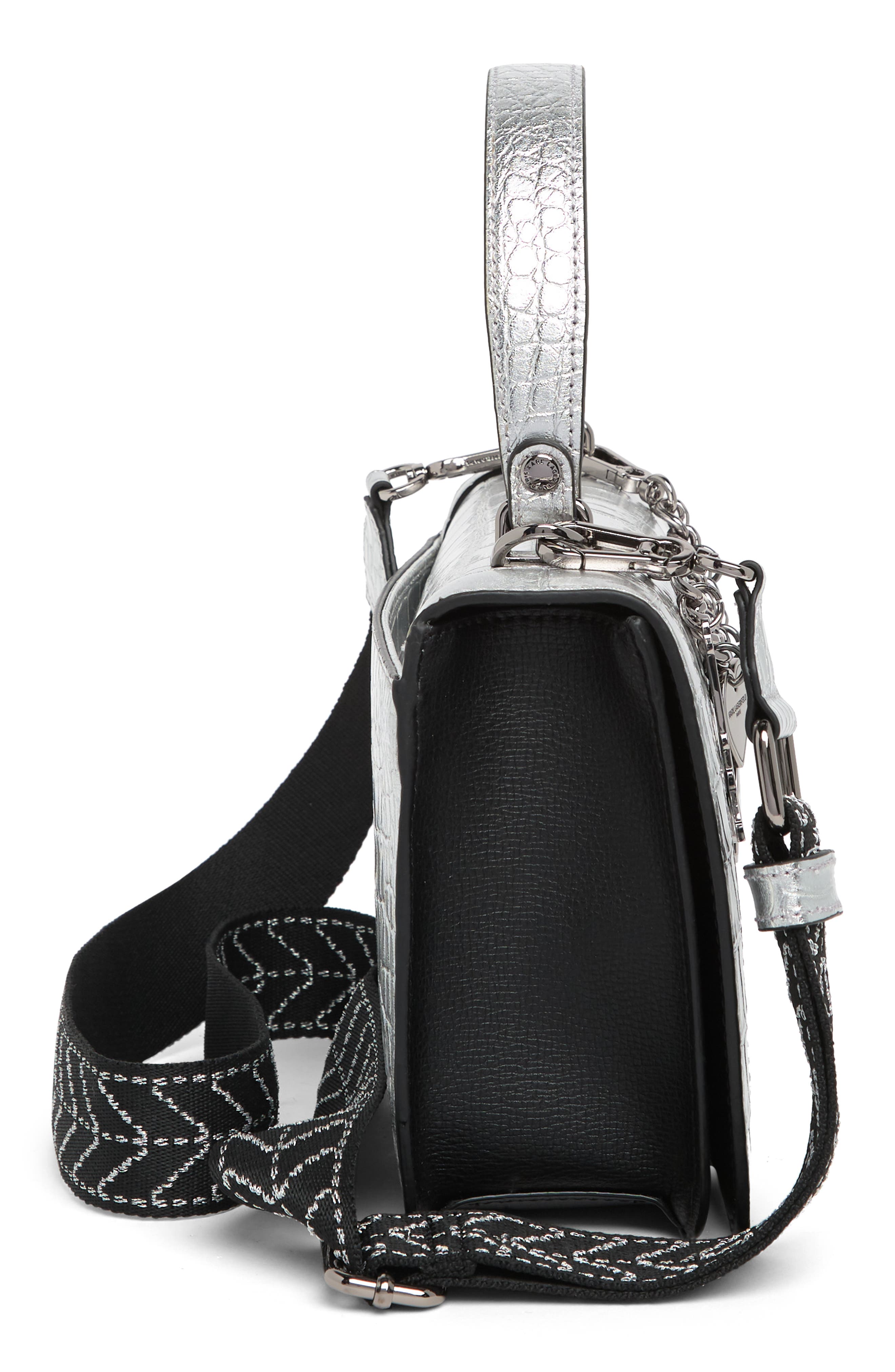 KARL LAGERFELD PARIS Simone Croc Embossed Leather Crossbody Bag, Alternate, color, 