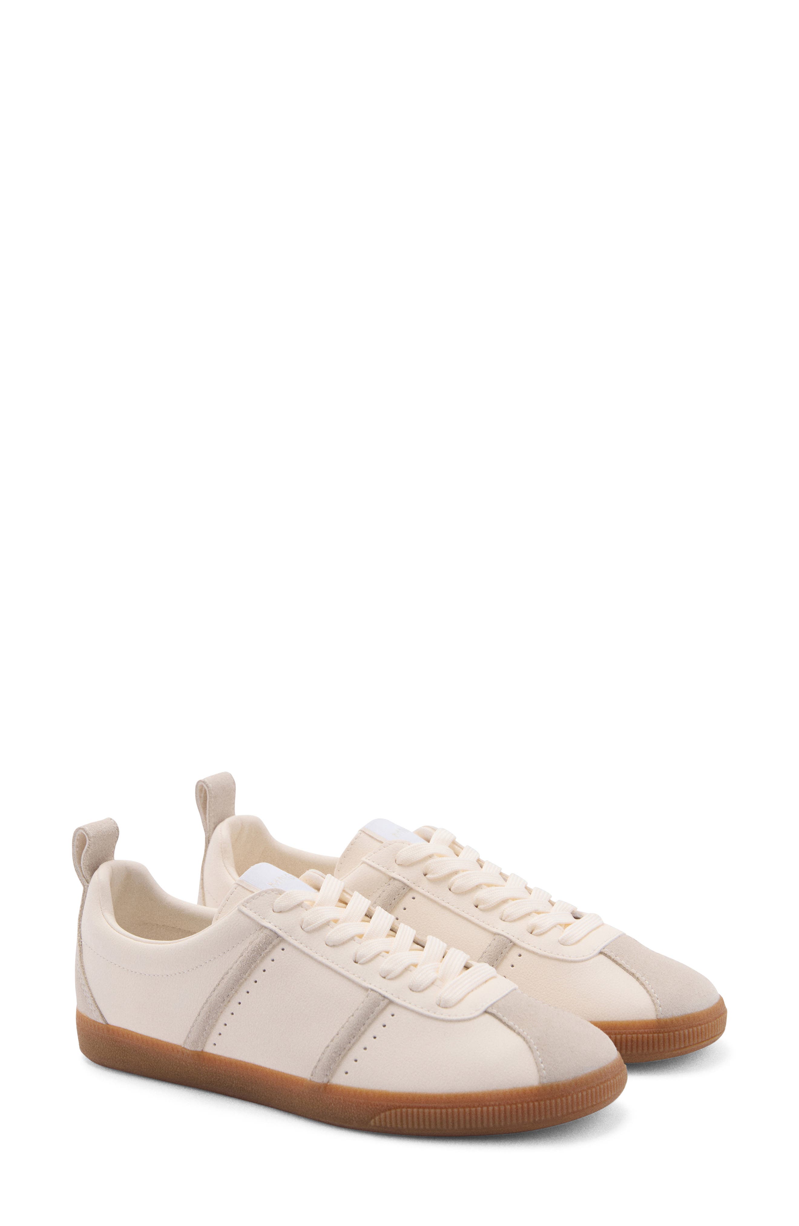 MANGO Contrast Panel Sneaker, Main, color, White