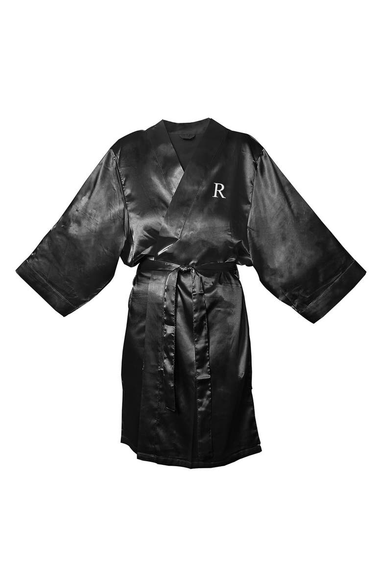 Cathy's Concepts Monogram Satin Robe, Main, color, 