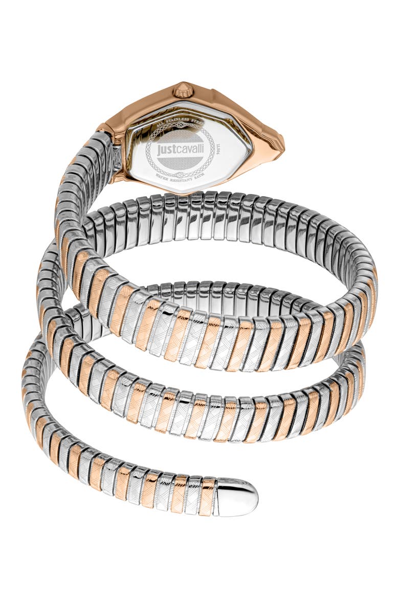 Snake Bracelet Watch, 23mm x 32mm, Alternate, color, TWO TONE SILVER & ROSE GOLD