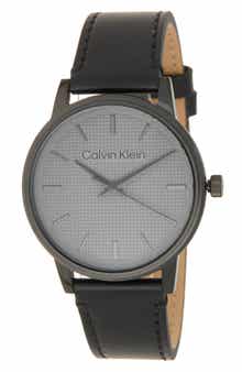 Linked Leather Strap Watch