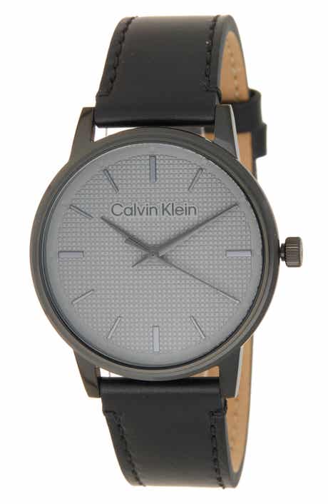 Linked Leather Strap Watch