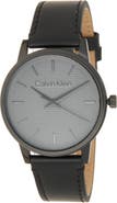 Calvin Klein Linked Leather Strap Watch