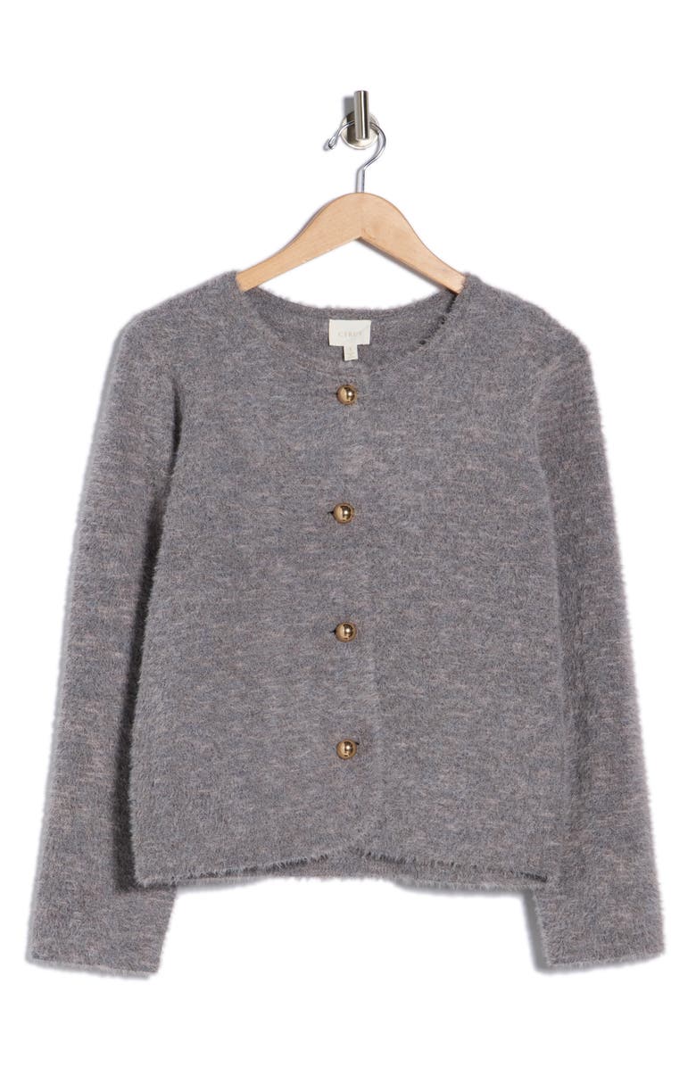 CYRUS Crewneck Button Front Cardigan, Alternate, color, Alpine Grey