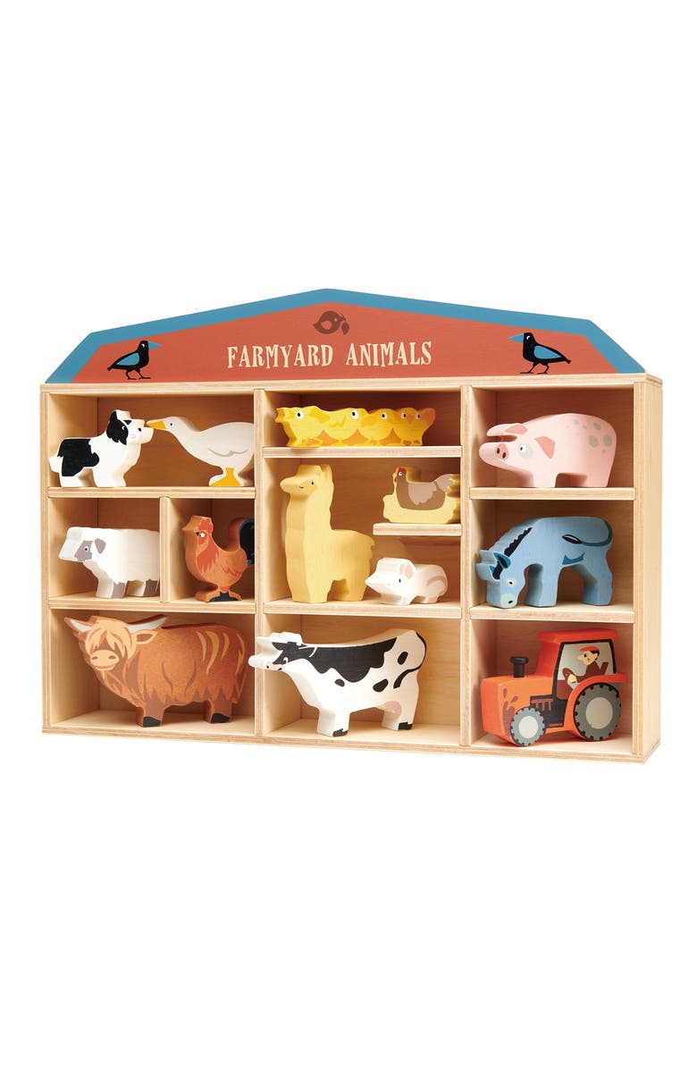 Tender Leaf Toys Farmyard Animals Wooden Playset, Alternate, color, Multi