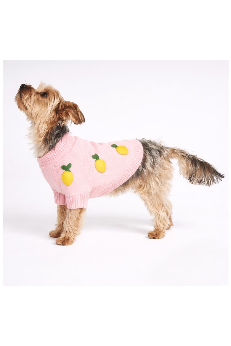 Lemon 3D Icon Dog Sweater, Alternate, color, PINK