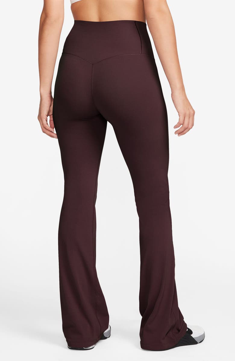 Nike Zenvy High-Waisted Flared Leggings, Alternate, color, Burgundy Crush/ Black