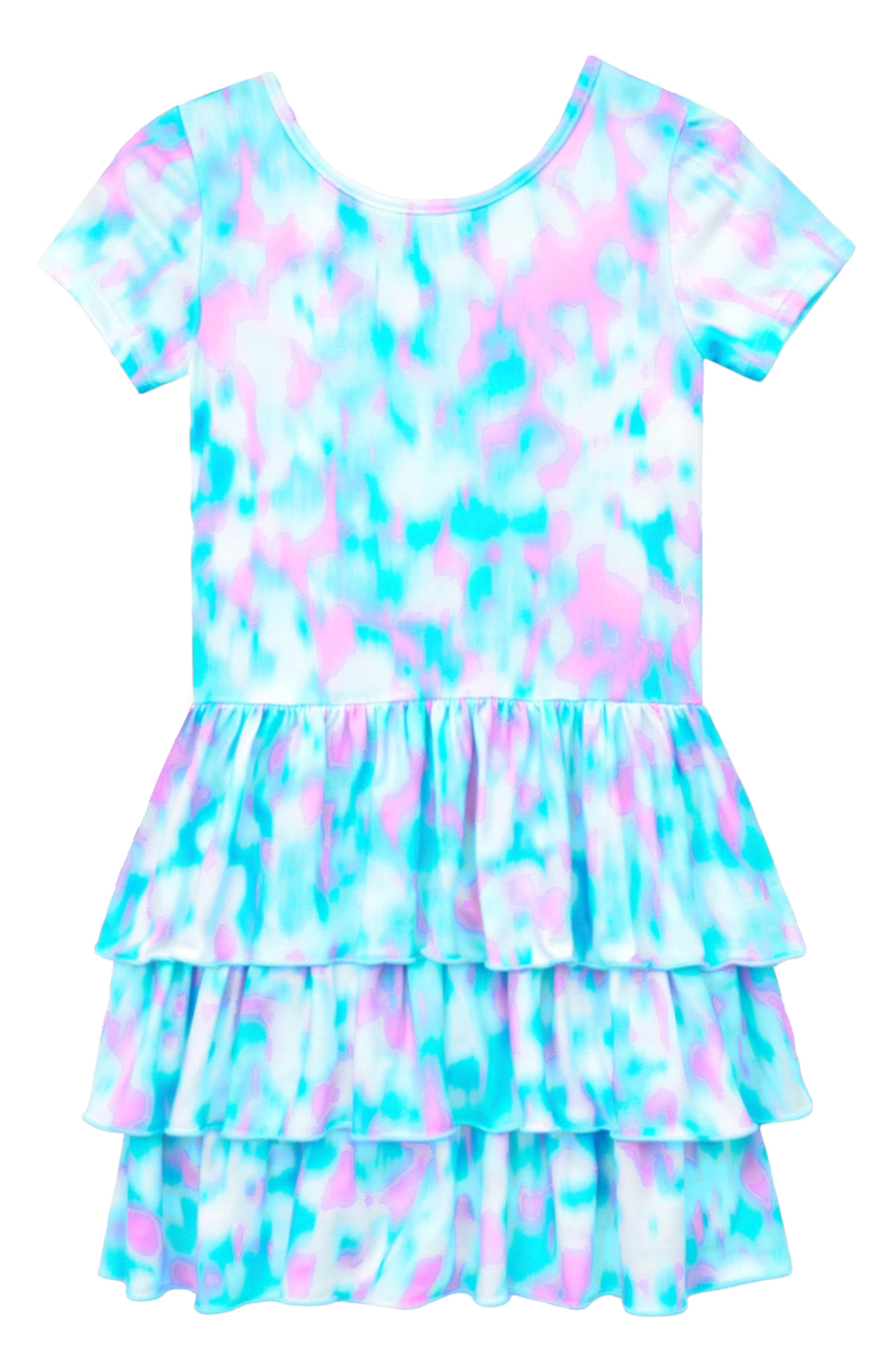 PixieLane Kids' Short Sleeve Triple Ruffle Dress