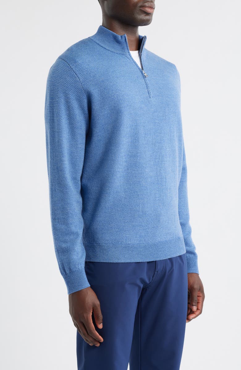 Peter Millar Crown Crafted Keene Merino Wool Quarter Zip Sweater, Alternate, color, Lunar Blue