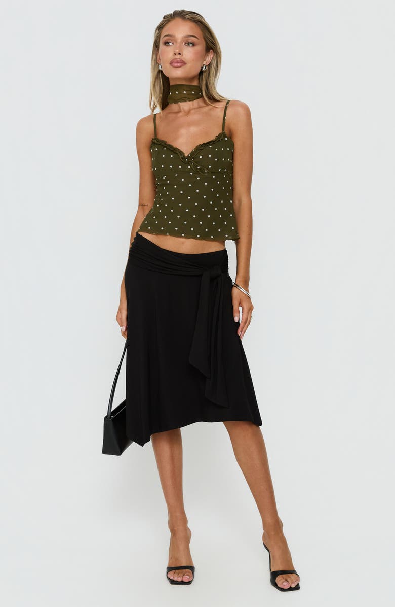 Princess Polly Mishy Scarf Detail Camisole, Alternate, color, Olive Polka