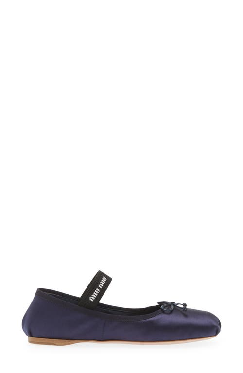 Miu Miu Logo Strap Ballet Flat In Blue