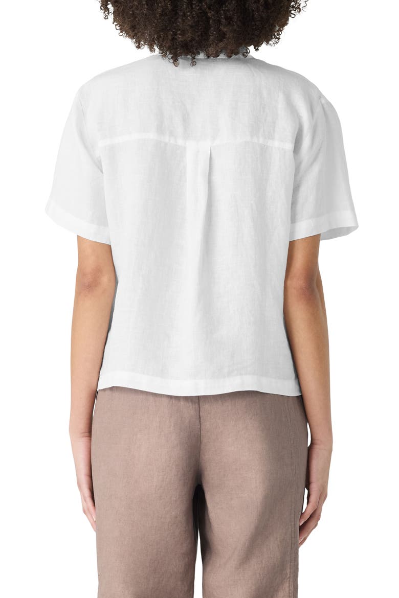 Short Sleeve Organic Linen Button-Up Shirt, Alternate, color, WHITE