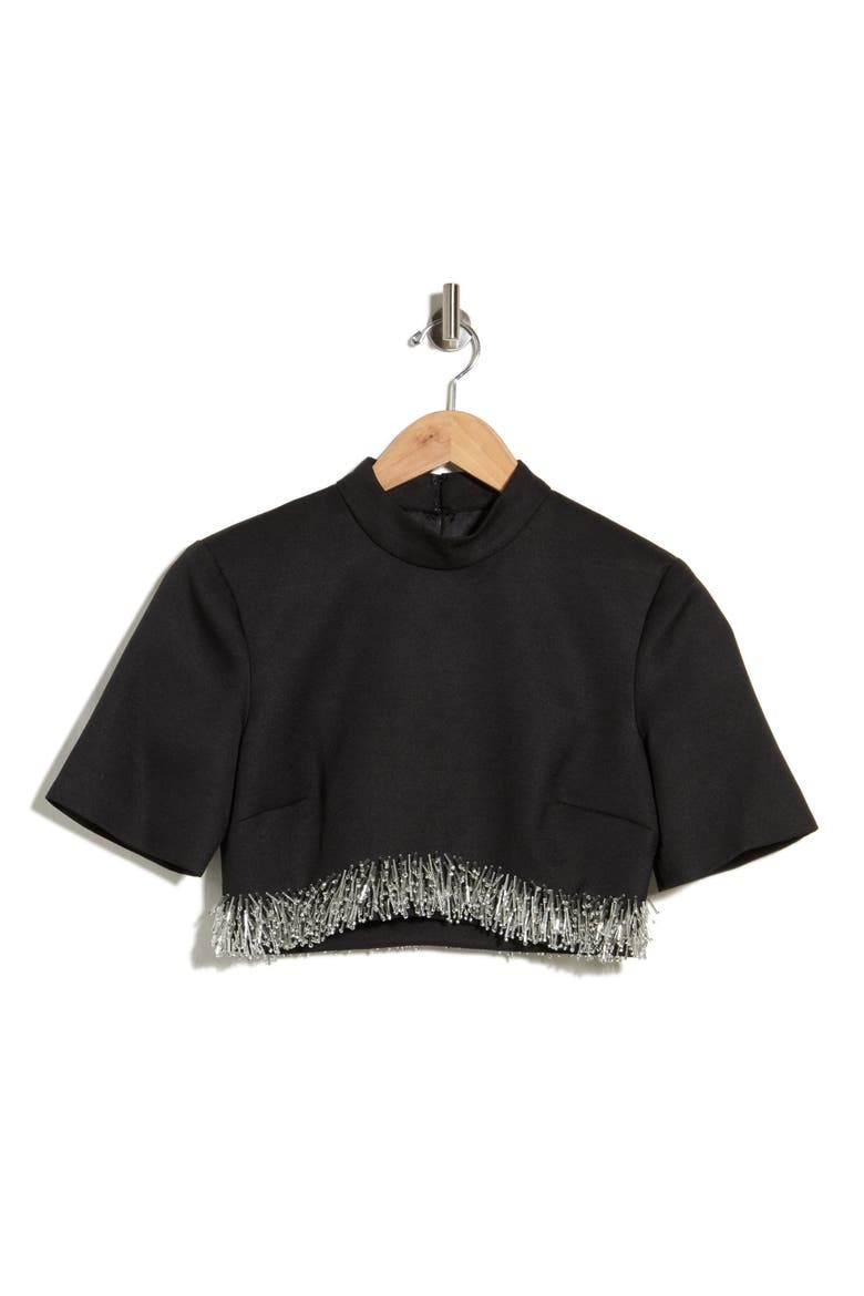 Jalen Bead Hem Crop Top, Main, color, BLACK