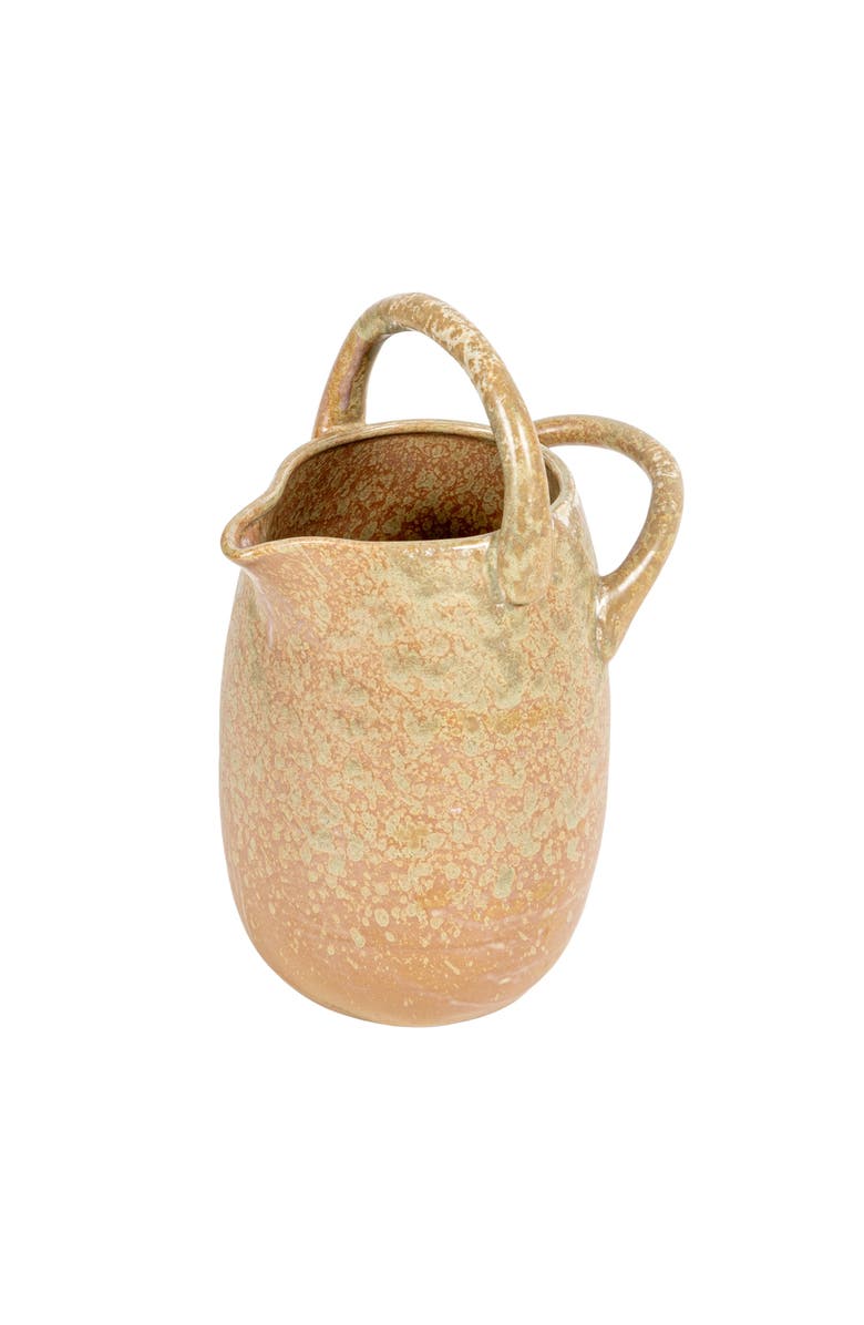 Storied Home Stoneware Watering Pitcher with Handles, Reactive Glaze, Main, color, Tan
