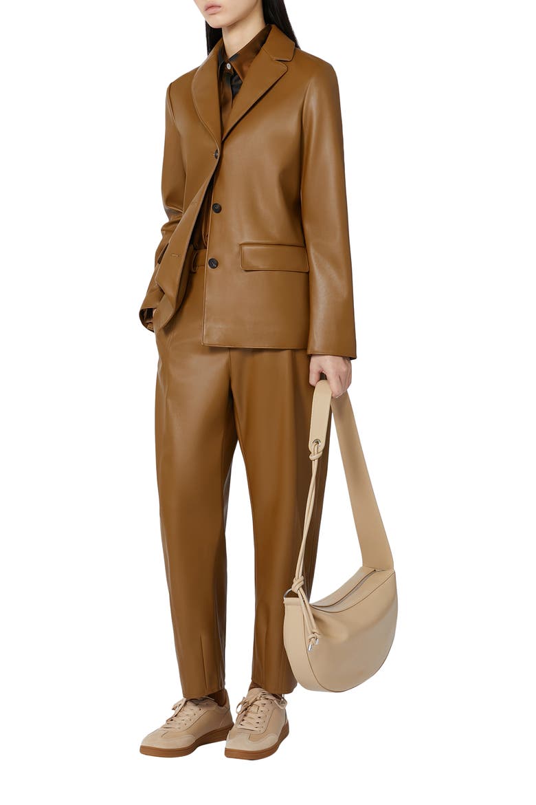 Anselmo Faux Leather Straight Leg Pants, Alternate, color, TOBACCO