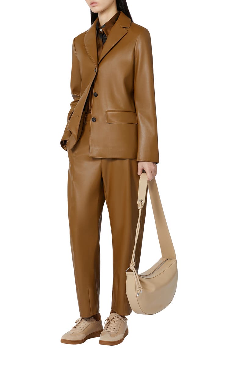 MM by Max Mara Anselmo Faux Leather Straight Leg Pants, Alternate, color, Tobacco