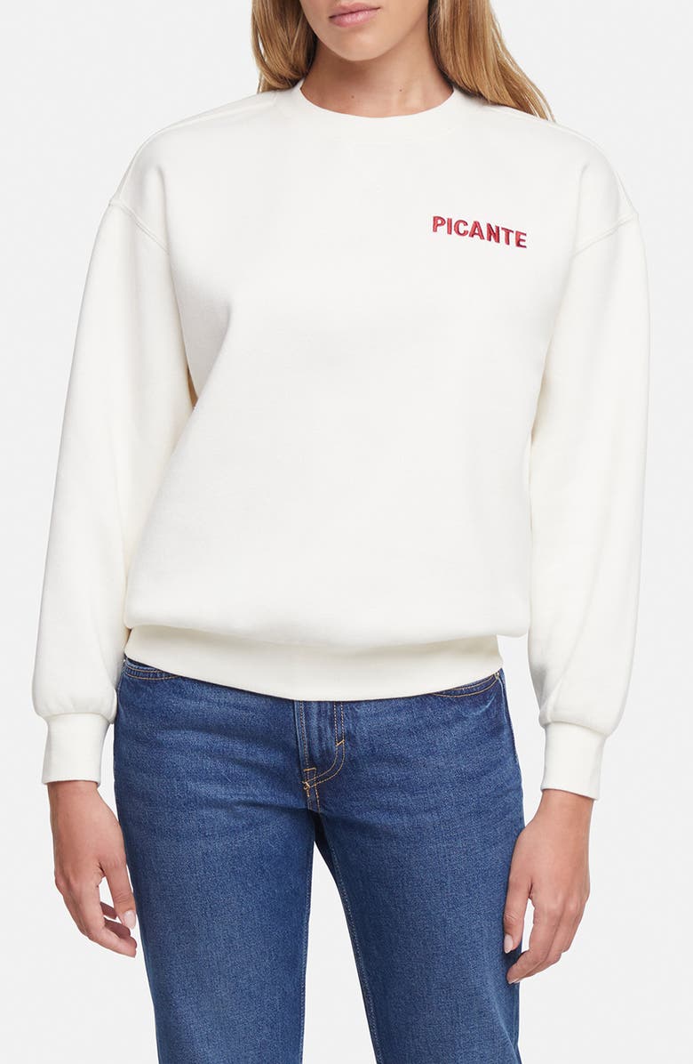 Wildfox Picante Spicy Paloma Graphic Sweatshirt, Main, color, Snow White
