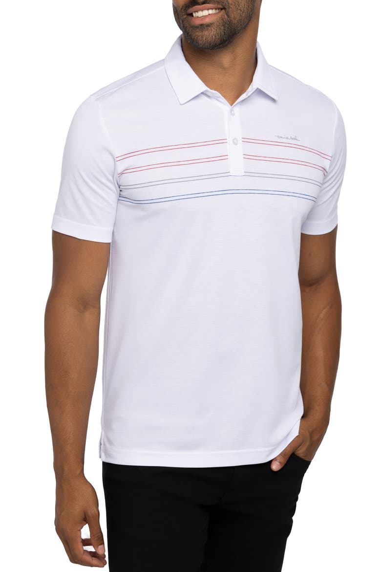 Madero Stripe Pima Cotton Blend Polo, Main, color, WHITE