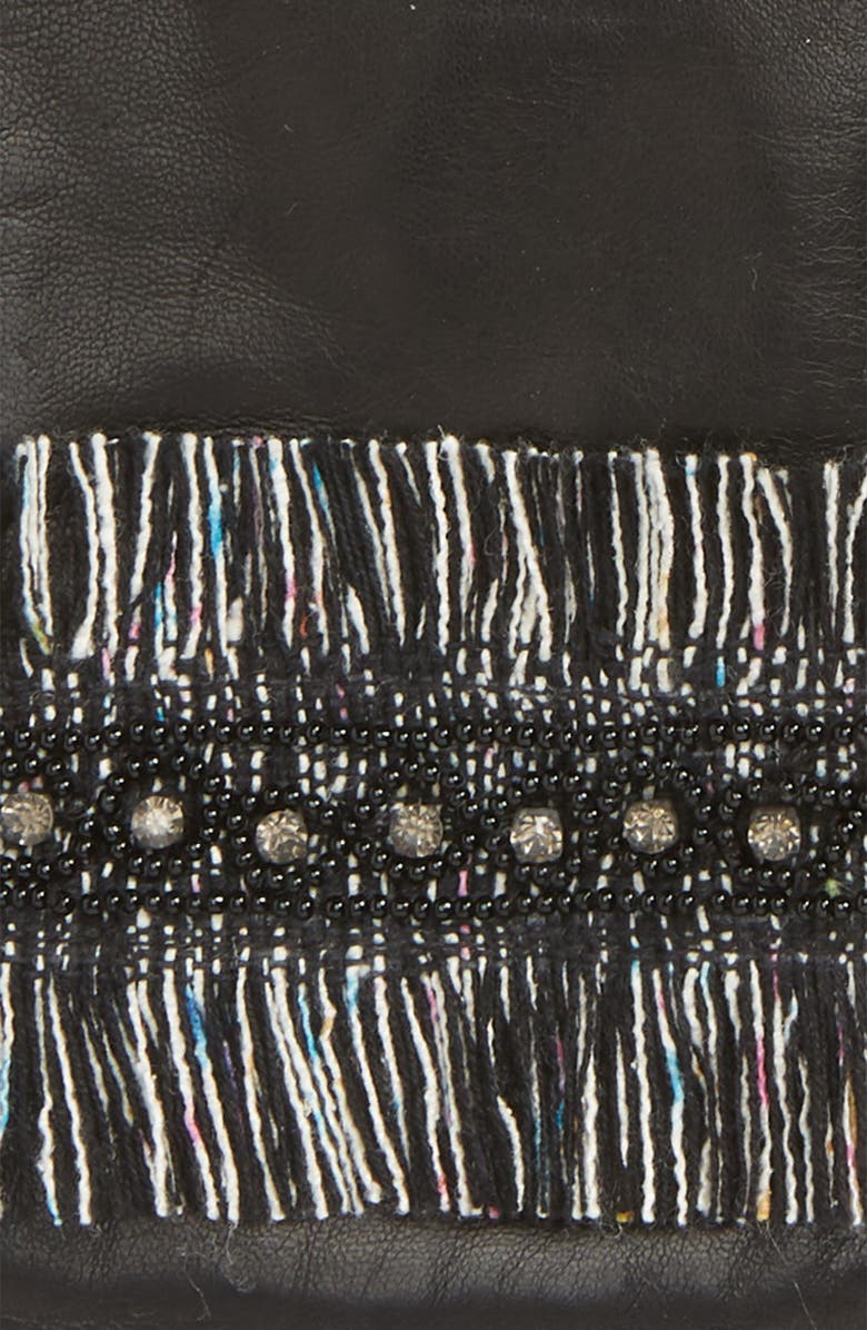 Badgley Mischka Collection Badgley Mischka Fringe Cuff Leather Touchscreen Gloves, Alternate, color, 