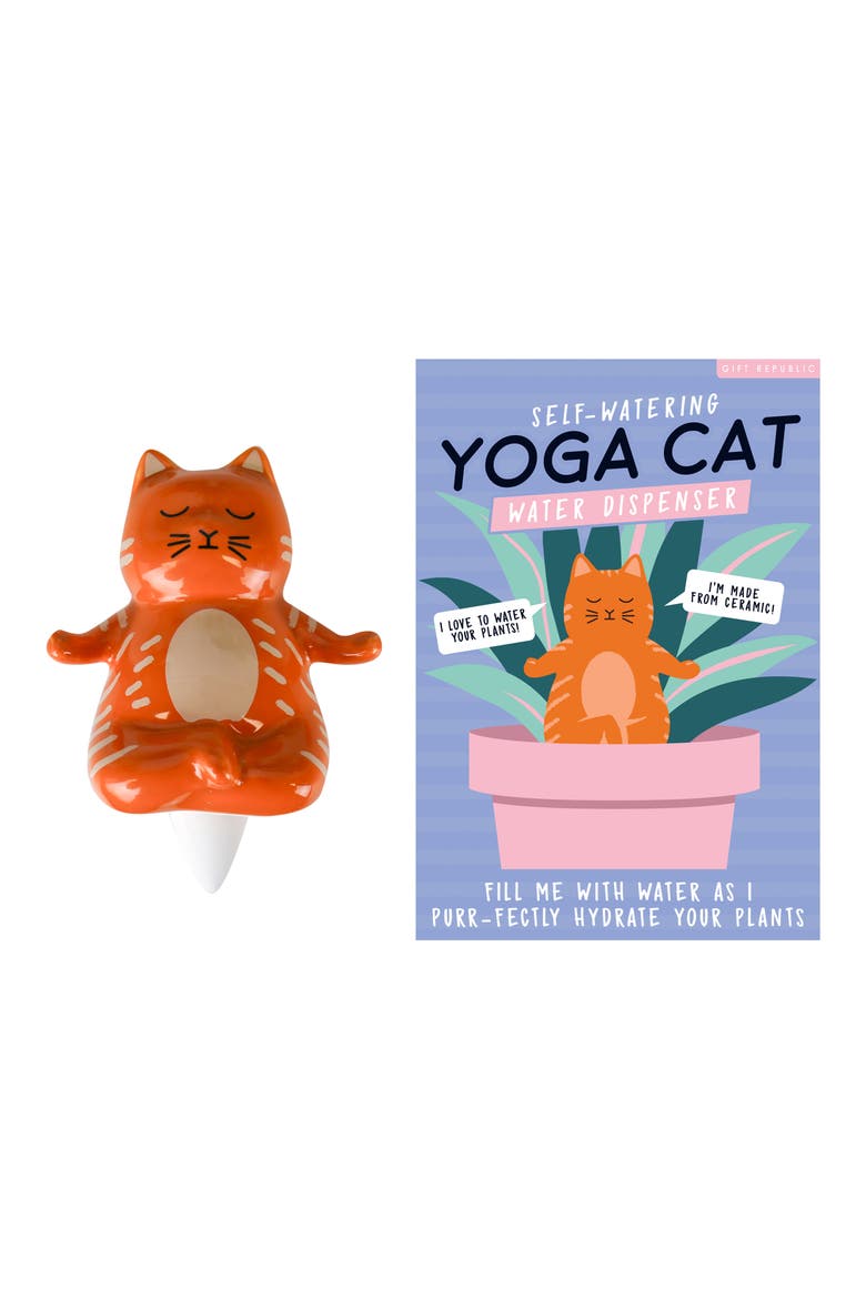 Yoga Cat Self Watering Dispenser, Main, color, ORANGE