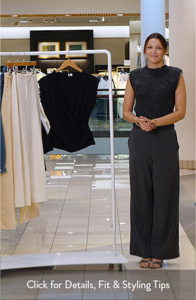 Pleated Faux Wrap Cap Sleeve Top, sales video thumbnail